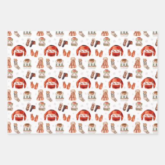 Waterverf kerstskivakantie inpakpapier vel (Voorkant)