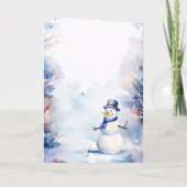 Waterverf kerstsneeuwman in de winter kaart (Achterkant)