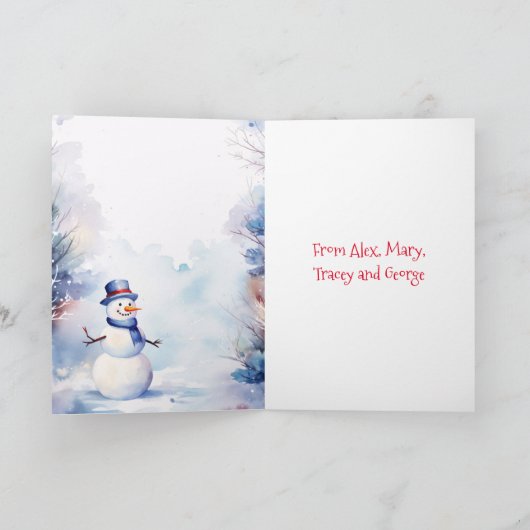 Waterverf kerstsneeuwman in de winter kaart (Binnen)