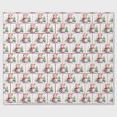 Waterverf Kerstsneeuwman in sneeuwvlokken Cadeaupapier (Vlak)