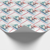 Waterverf Kerstsneeuwman op een skateboard Cadeaupapier (Hoek)