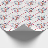 Waterverf Kerstsneeuwmannen in sneeuwvlokken Cadeaupapier (Hoek)