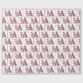 Waterverf Kerstsneeuwmannen in sneeuwvlokken Cadeaupapier (Vlak)