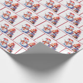 Waterverf Kerstsneeuwmannen in sneeuwvlokken Cadeaupapier (Hoek)