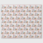 Waterverf Kerstsneeuwmannen in sneeuwvlokken Cadeaupapier (Vlak)