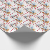 Waterverf Kerstsneeuwmannen in sneeuwvlokken Cadeaupapier (Hoek)