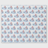 Waterverf Kerstsneeuwmannen in sneeuwvlokken Cadeaupapier (Vlak)