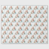 Waterverf Kerstsneeuwmannen in sneeuwvlokken Cadeaupapier (Vlak)