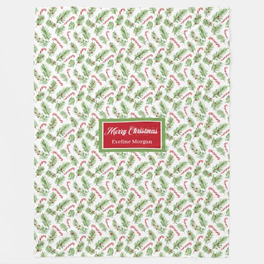 Waterverf Kerstsnoepjes gepersonaliseerd Fleece Deken (Voorkant)