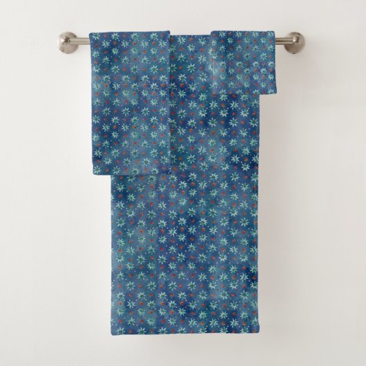 Waterverf kerstsnowflakes bad handdoek (Insitu)