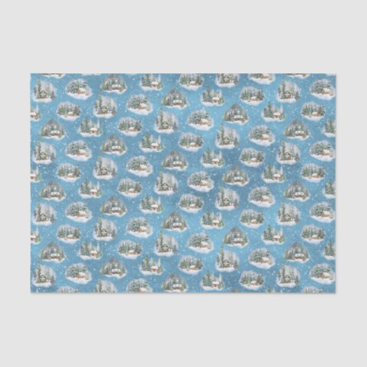 Waterverf kerstsnowy Forest Scenes Pattern Tissuepapier (Voorkant)