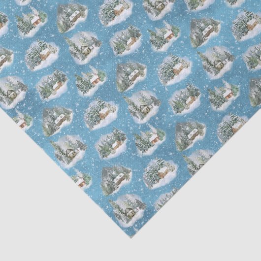 Waterverf kerstsnowy Forest Scenes Pattern Tissuepapier (Detail)