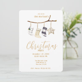 Waterverf kerstsokken in boho stijl Uitnodiging