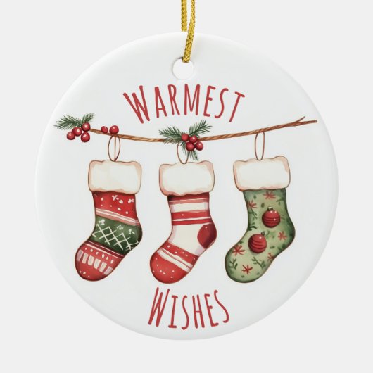 Waterverf Kerstsokken Ornament (Voorkant)