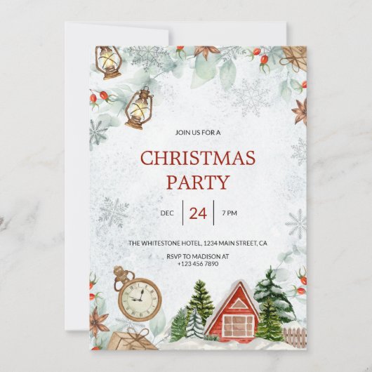 Waterverf kerstsprookje kaart (Voorkant)