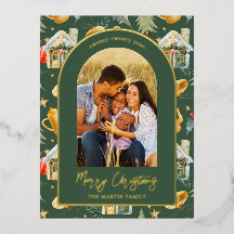 Waterverf kerststad Foto groen