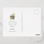 Waterverf kerststad Foto groen Folie Feestdagen Briefkaart (Achterkant)