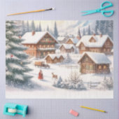 Waterverf kerststad met sneeuw tissuepapier (Craft)