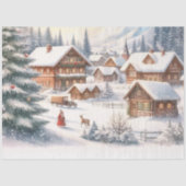 Waterverf kerststad met sneeuw tissuepapier (Voorkant)