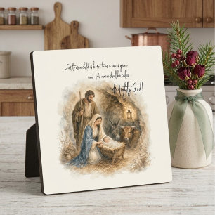 Waterverf Kerststal Baby Jezus Machtige God Fotoplaat