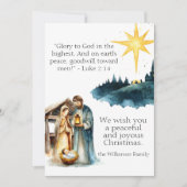 Waterverf kerststal en kerstgebed feestdagenkaart (Voorkant)