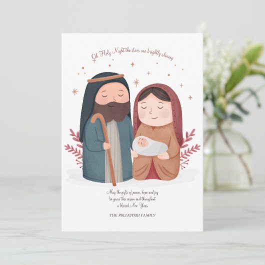 Waterverf kerststal Kaart (Staand voorkant)