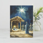 Waterverf kerststal | Lege binnenkant Feestdagenkaart (Staand voorkant)