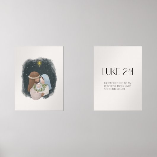 Waterverf kerststal Lucas 2:11 poster Muurkunst Sets (Voorkant)