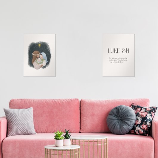 Waterverf kerststal Lucas 2:11 poster Muurkunst Sets (Woonkamer)