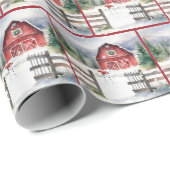 Waterverf Kerststal met Sneeuwman Cadeaupapier (Rol Hoek)