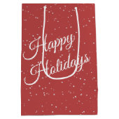 Waterverf kerststal met sneeuwpop medium cadeauzakje (Achterkant)