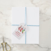 Waterverf Kerststok Happy Holidays Cadeaulabel (Met Touw)