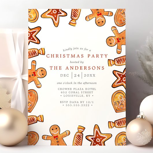Waterverf Kerststol Koekjes Kerstfeest Kaart
