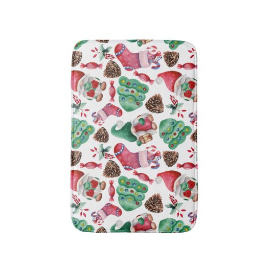 Waterverf kerstsymbolen badmat (Voorkant Verticaal)