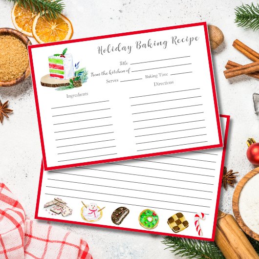 Waterverf Kersttaart bakken vakantie uitwisseling Kaart