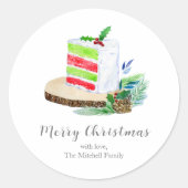 Waterverf Kersttaart Vakantie Personaliseren Ronde Sticker (Voorkant)