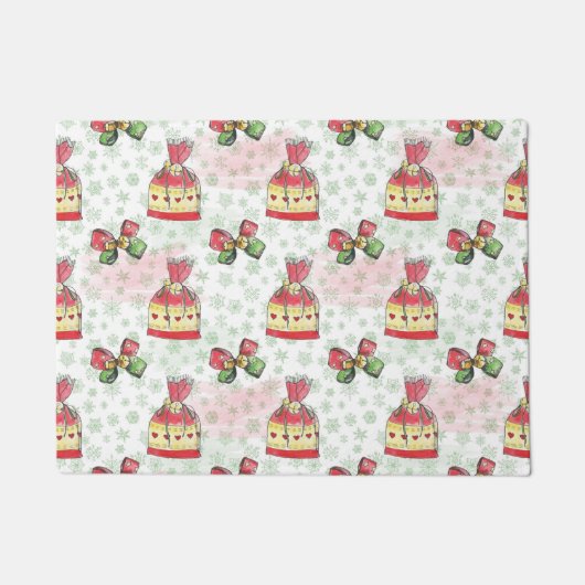 Waterverf kersttas van snoep deurmat (Voorkant)