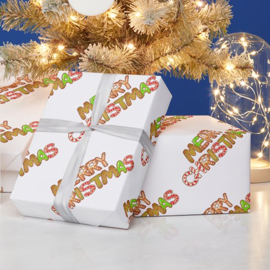 Waterverf kersttekst kunst cadeaupapier (Feestdagen)