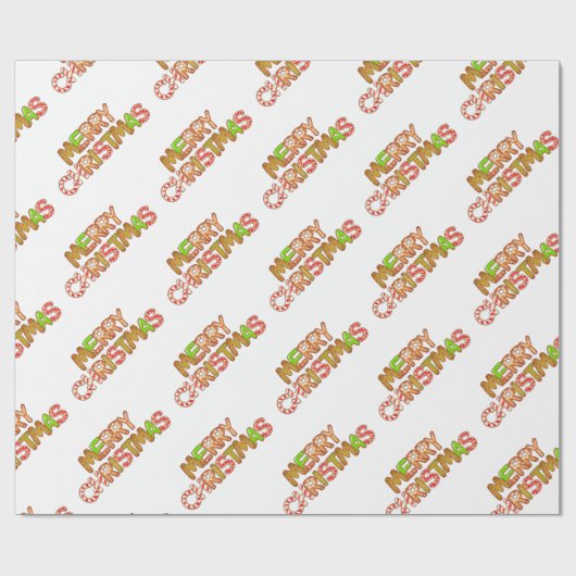 Waterverf kersttekst kunst cadeaupapier (Vlak)