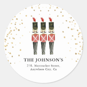 Waterverf kerstterugzendadres Nutcraker Ronde Sticker