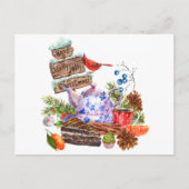 Waterverf kerstthee en tijd briefkaart