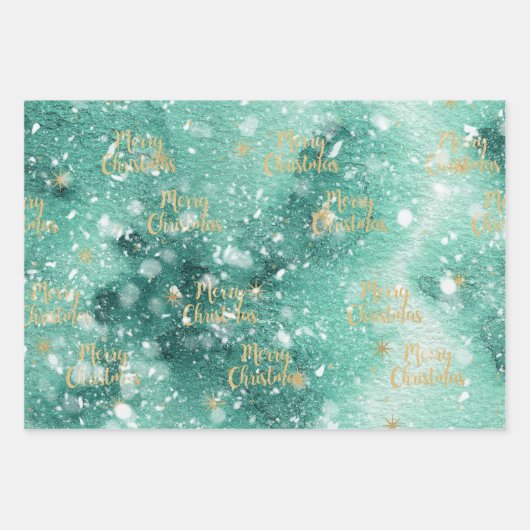 Waterverf kerstthema inpakpapier vel (Voorkant)