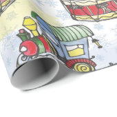 Waterverf kersttrein en trommel cadeaupapier (Rol Hoek)