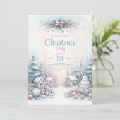 Waterverf kerstuitnodiging kaart (Staand voorkant)