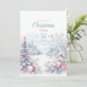Waterverf kerstuitnodiging kaart (Staand voorkant)