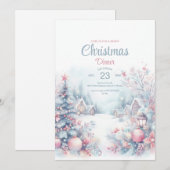 Waterverf kerstuitnodiging kaart (Voorkant / Achterkant)