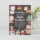 Waterverf kerstuitnodiging op zondag kaart (Staand voorkant)