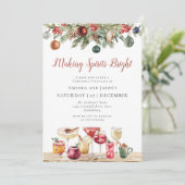 Waterverf Kerstvakantie Cocktail Party Kaart (Staand voorkant)