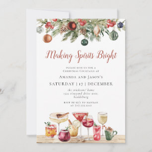Waterverf Kerstvakantie Cocktail Party Kaart