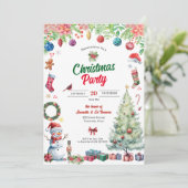 Waterverf Kerstvakantie Feest Kaart (Staand voorkant)